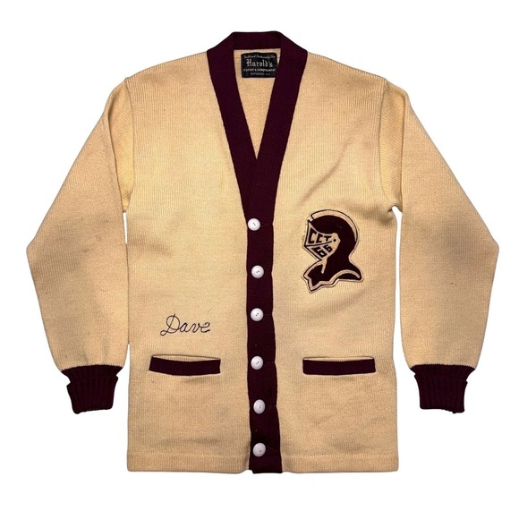Vintage 60s Letterman Varsity Cardigan Sweater Wool 66 Patch USA True